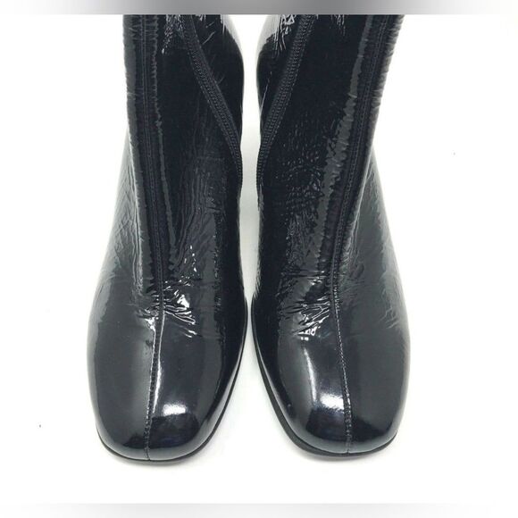 GABOR Ankle Boot Black Crinkle Patent Leather Side Zip Heel Womens SIZE US 9.5 - Picture 6 of 7